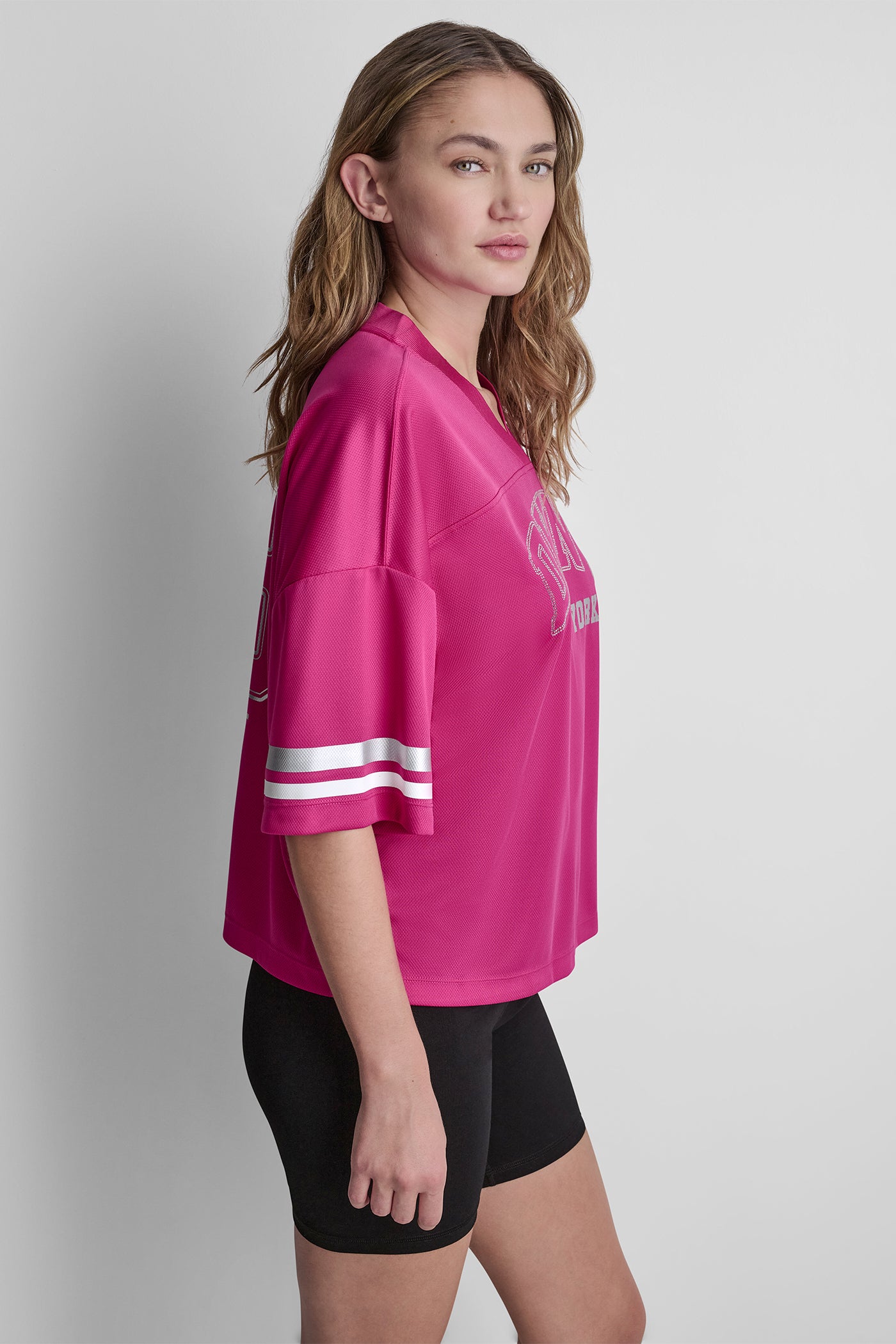 DKNY VARSITY RHINESTONE TOP