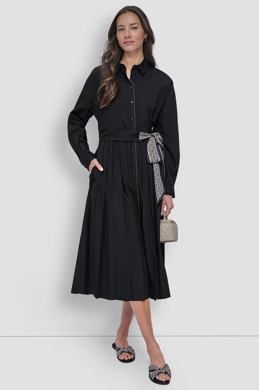 LONG SLEEVE WRAP DRESS WITH DKNY SCARF