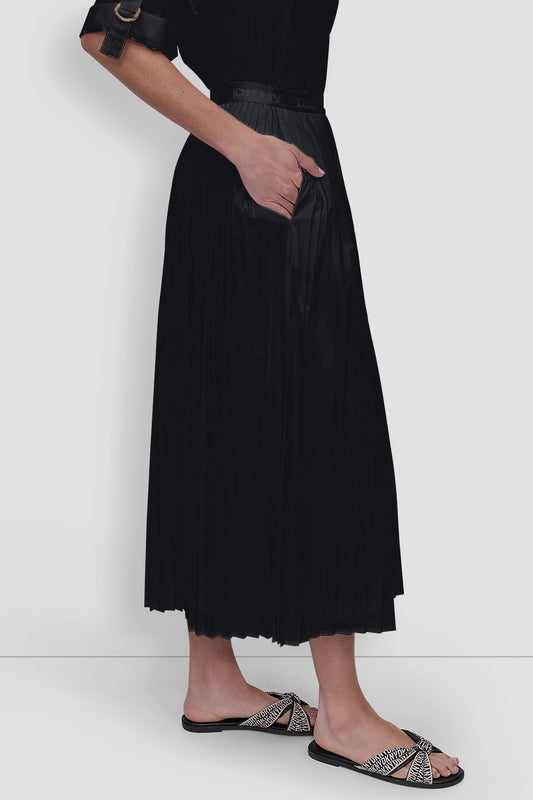 MIDI PLEATED SKIRT W LOGO