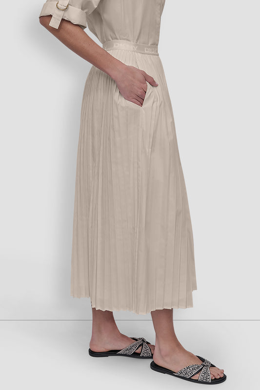 MIDI PLEATED SKIRT W LOGO