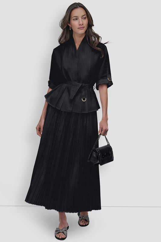 MIDI PLEATED SKIRT WITH LOGO