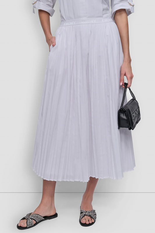 MIDI PLEATED SKIRT W LOGO