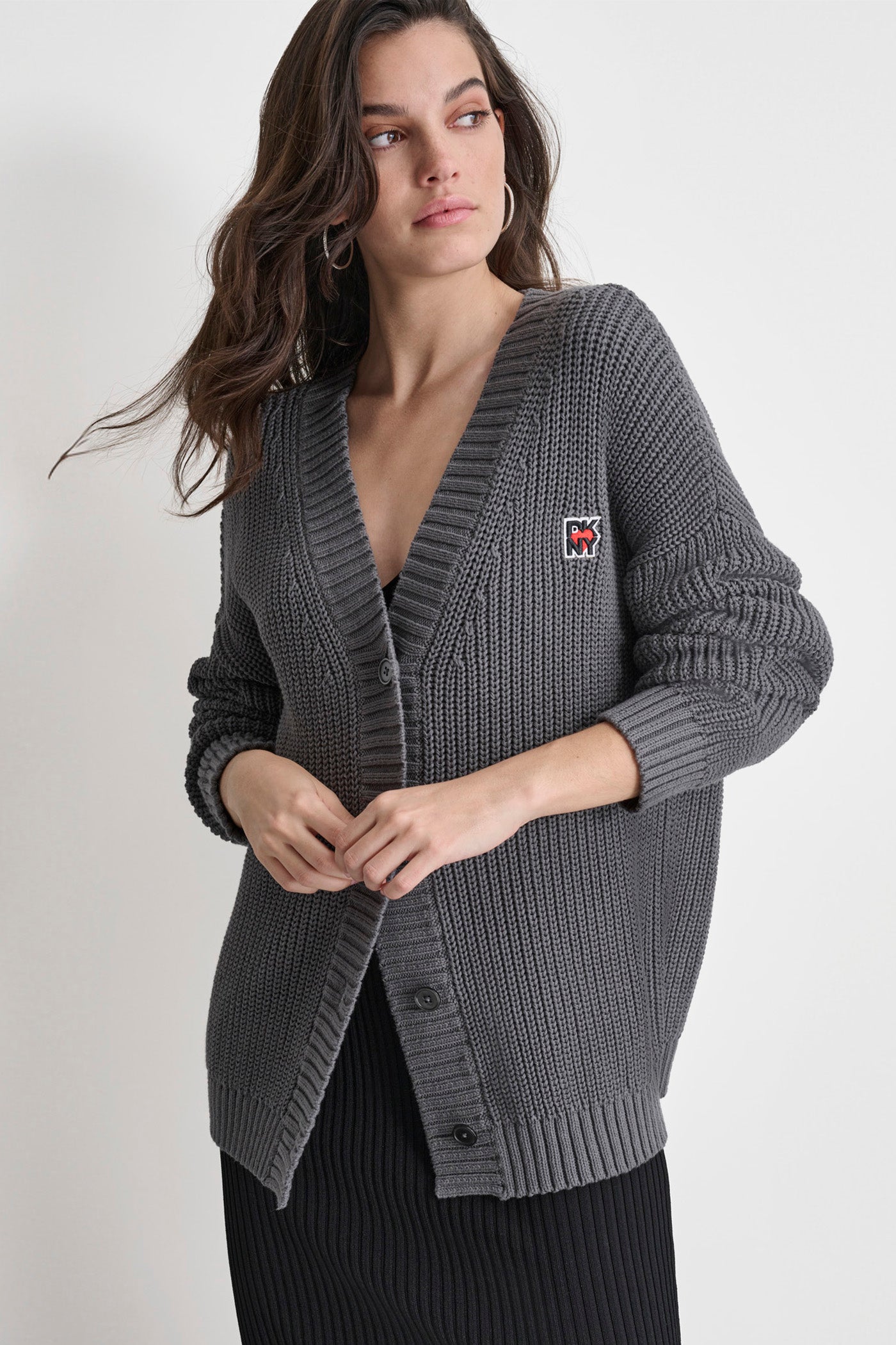 LONG SLEEVE CARDIGAN WITH LOGO