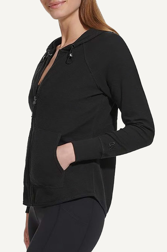 سترة هودي وافل بسحاب كامل مع جيوب