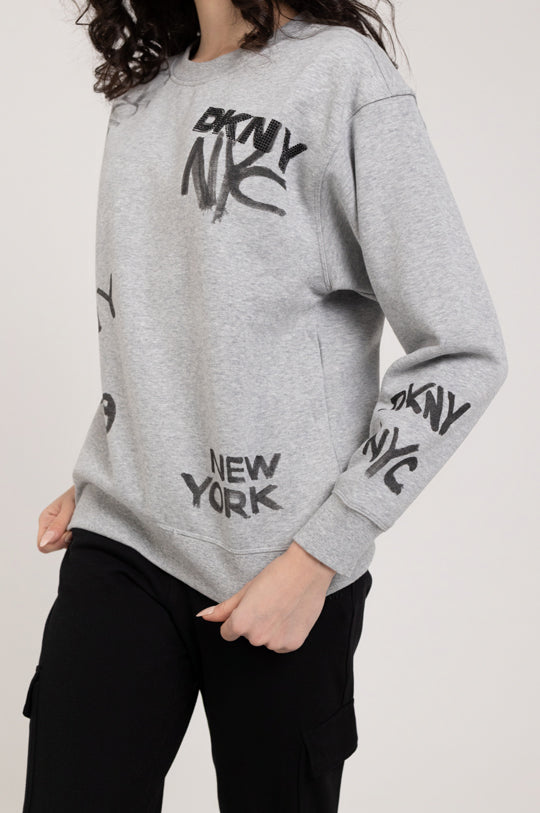 LONG SLEEVE GRAFFITI LOGO CREW NECK PULLOVER