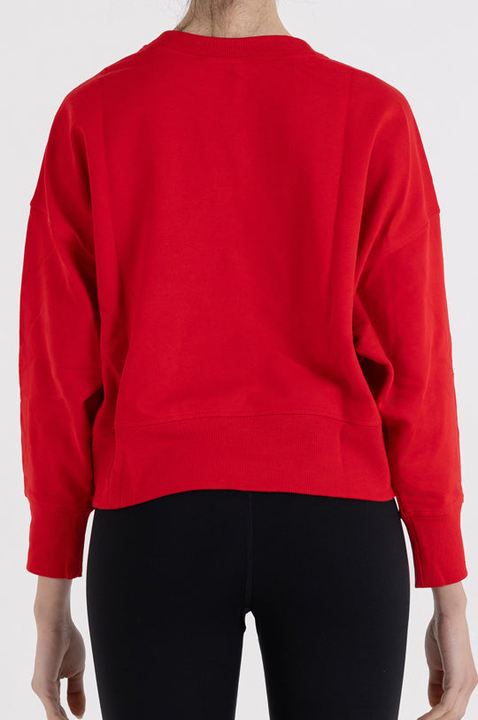 LONG SLEEVE CREW NECK FOIL RHINESTONE LOGO PULLOVER