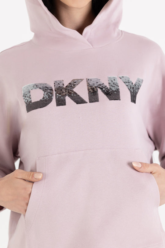 OMBRE SEQUIN LOGO HOODIE WITH KANGA POCKET