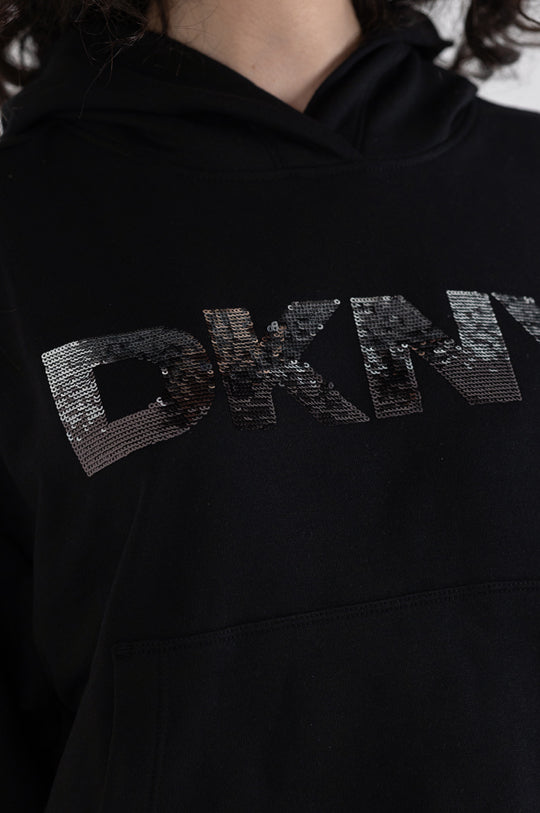 OMBRE SEQUIN LOGO HOODIE WITH KANGA POCKET