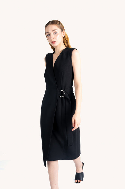 SLEEVELESS V NECK WRAP BLAZER
