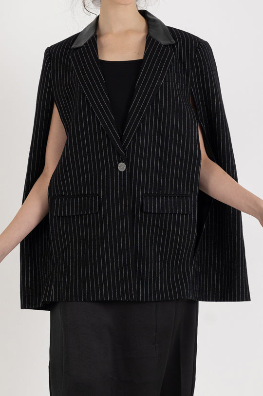 PINSTRIPE CAPE COAT