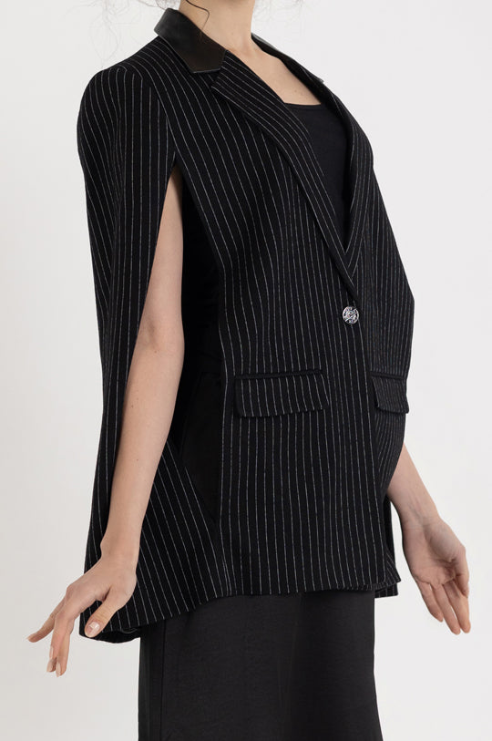 PINSTRIPE CAPE COAT