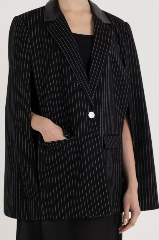 PINSTRIPE CAPE COAT