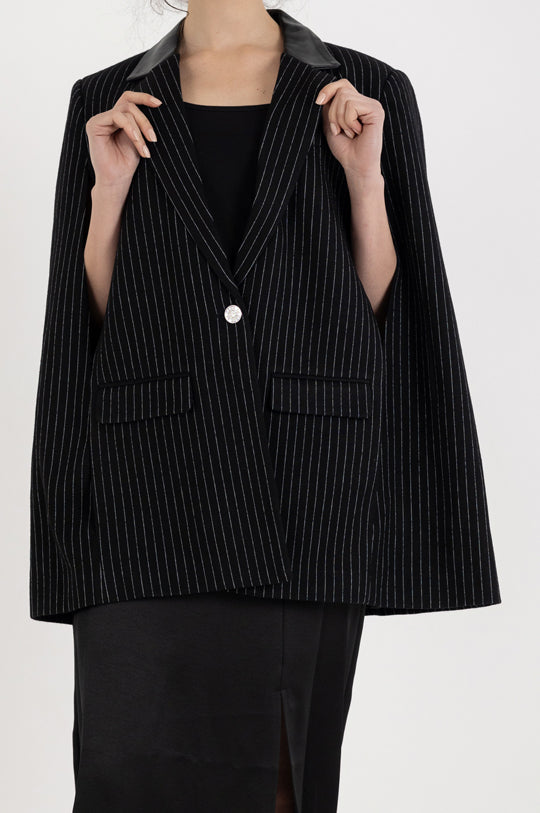 PINSTRIPE CAPE COAT