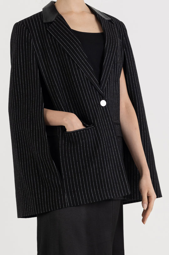 PINSTRIPE CAPE COAT