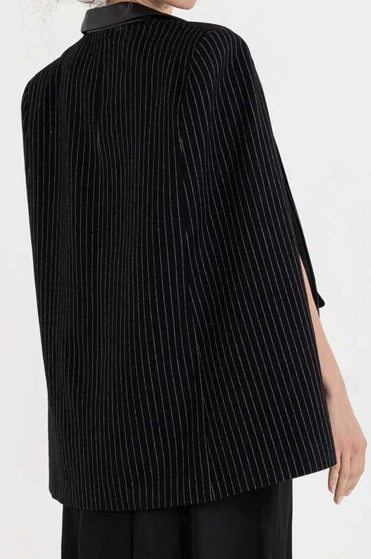 PINSTRIPE CAPE COAT