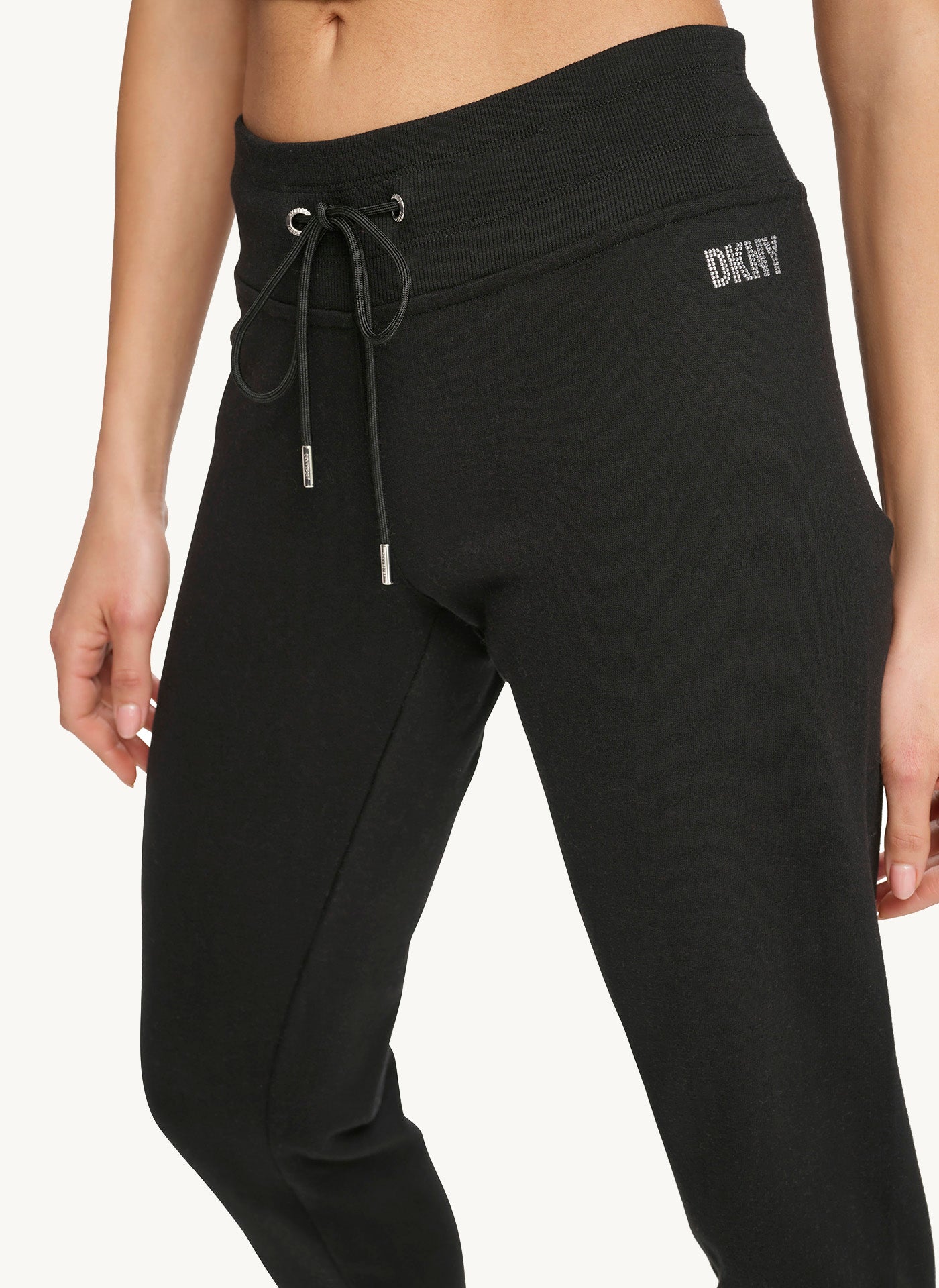 Black Jogger With Rhinestone Logo