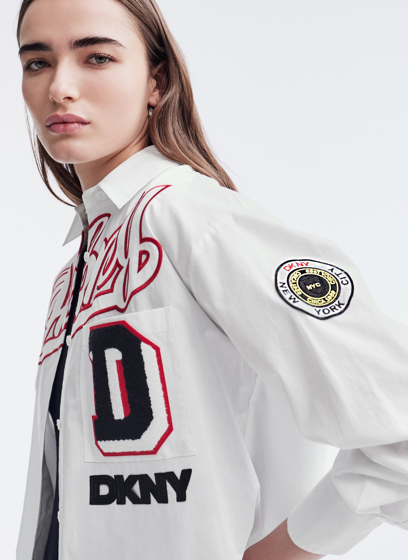 Long Sleeve Shirt With Dkny Patch Embroidery