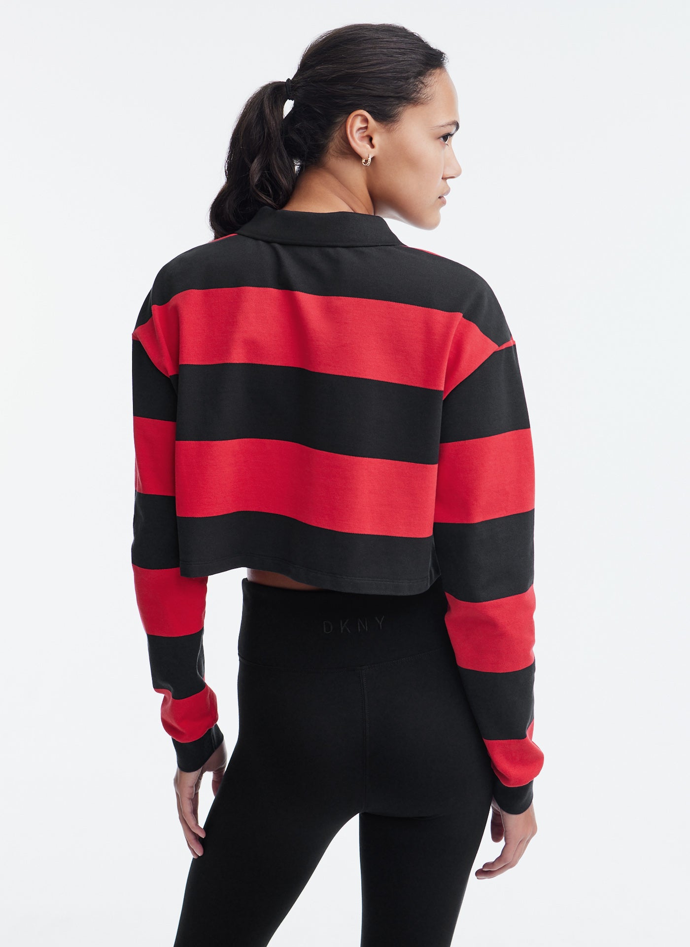 Long Sleeve Striped Crop Top With Logo