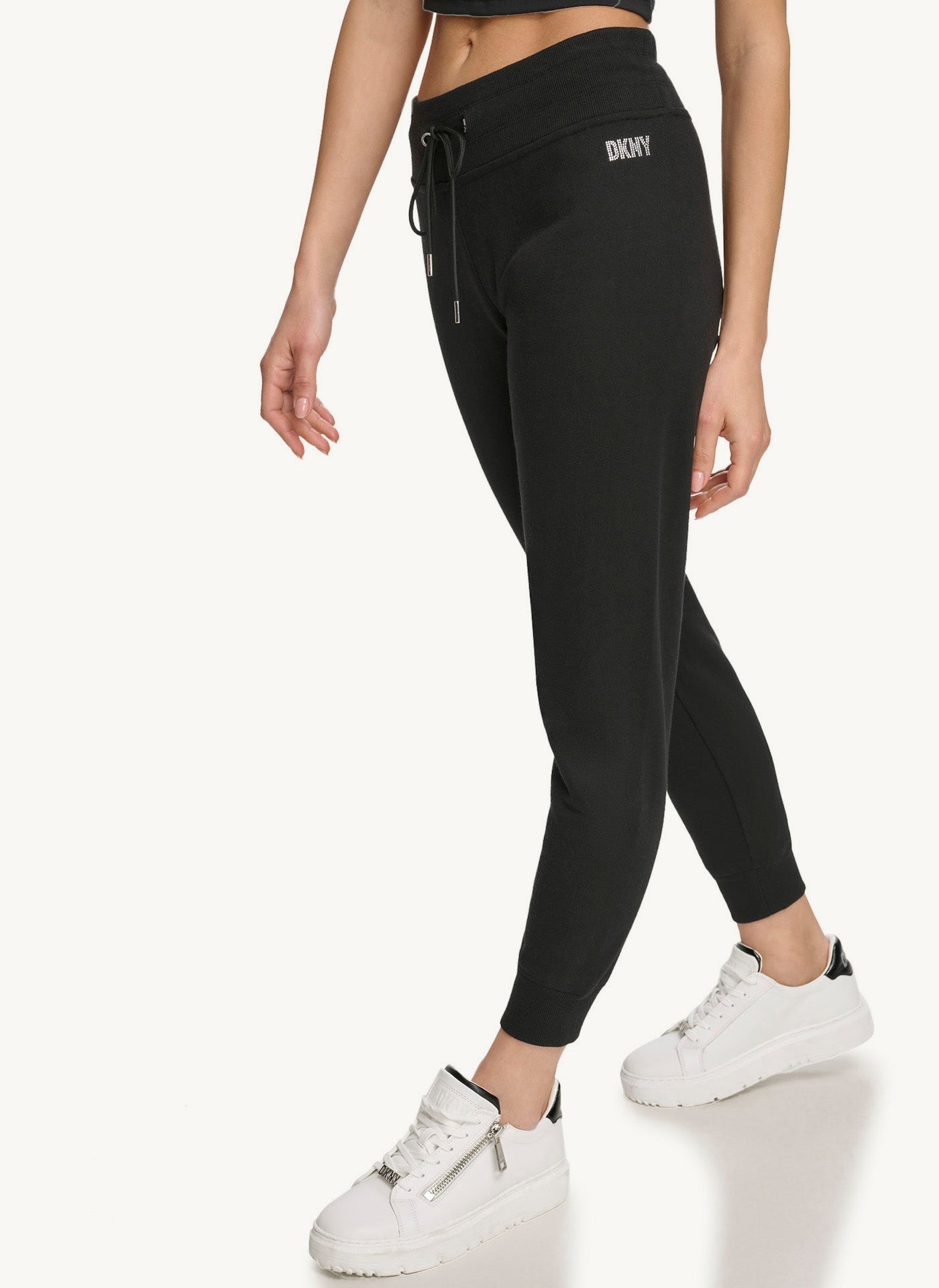 Black Jogger With Rhinestone Logo