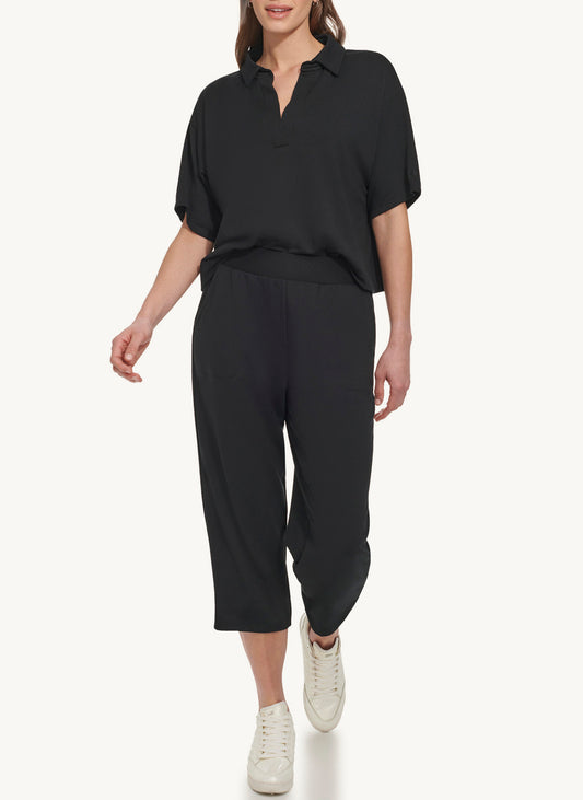 Cropped Wide Leg Pant With Pockets