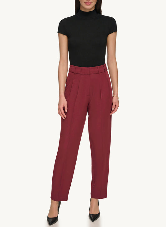 High Rise Pleat Rolled Cuff Pant