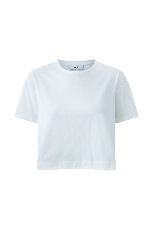 Small Sleeve Crew Neck Crop T-Shirt With Logo Patch