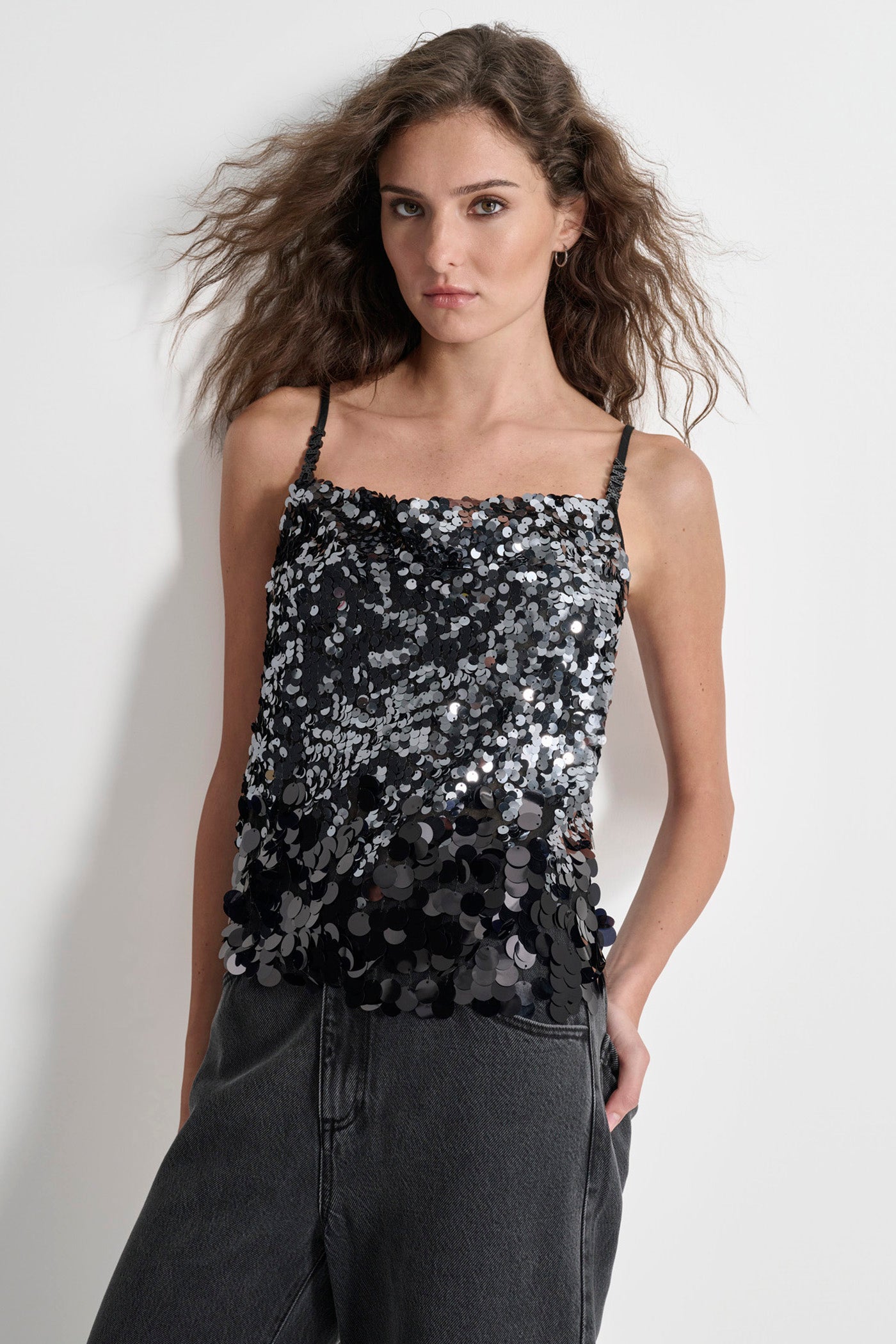 SLEEVELESS MULTI SCALE SEQUIN CAMI