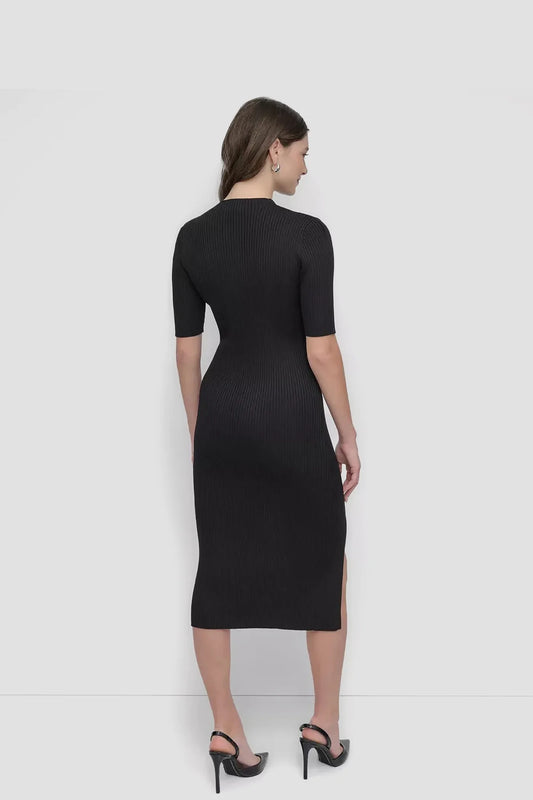 SHORT SLEEVES GRATED YOKE SWEATER