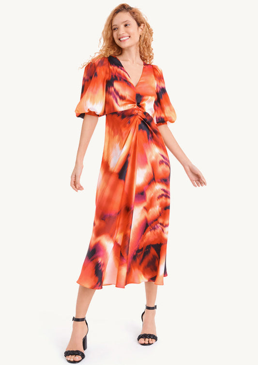 Printed Satin Maxi Dress