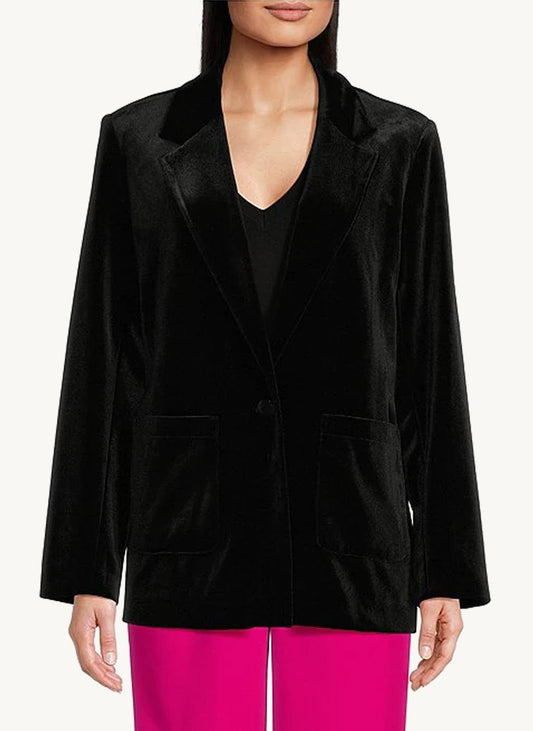 Long Sleeve Blazer With Patch Pockets