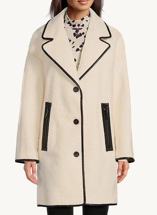 Long Sleeve Boucle Coat With Pockets