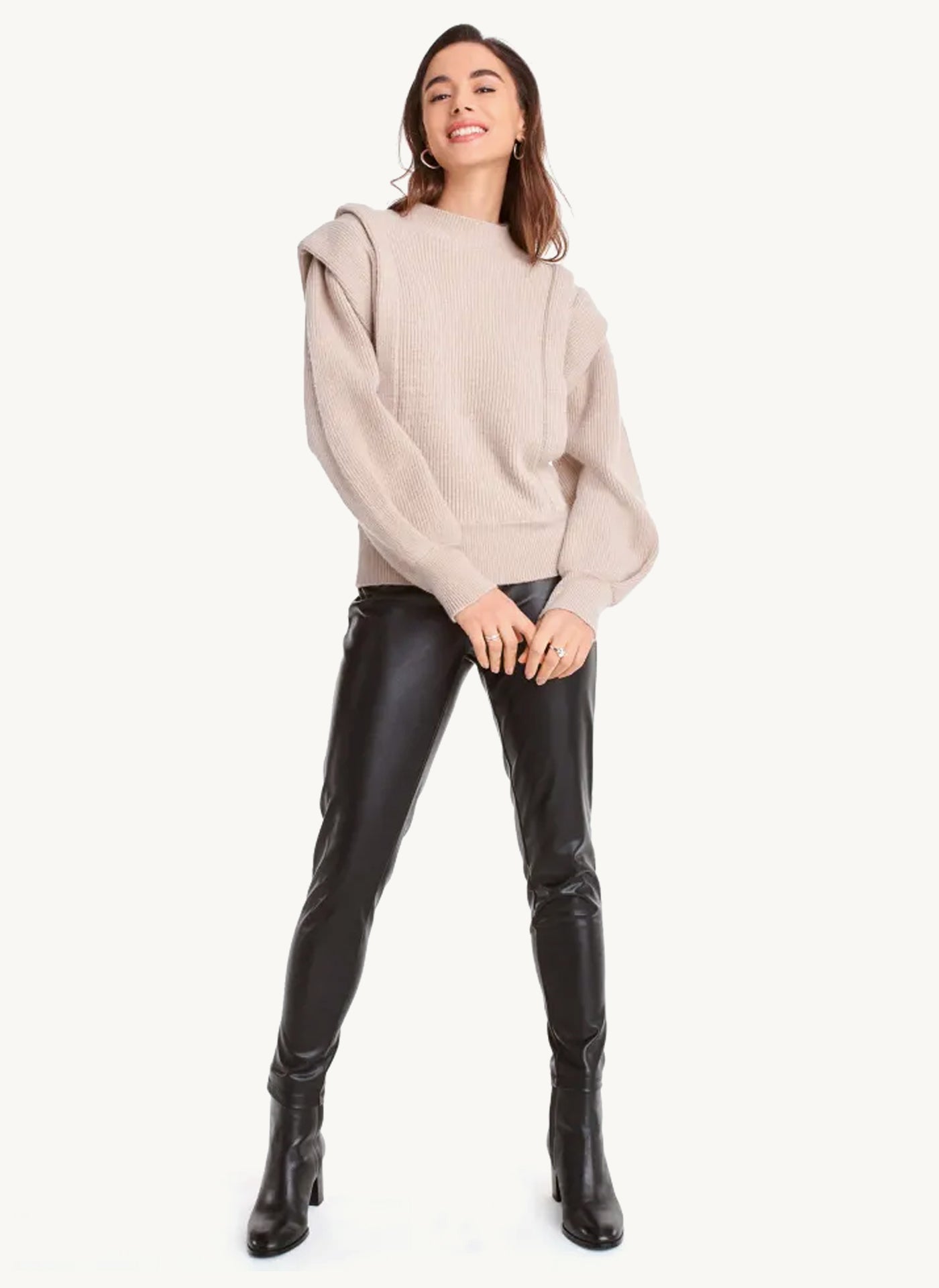 Long Sleeve Crew Neck Panelled Sweater