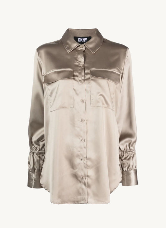 Long Sleeve Blouse With Front Pockets