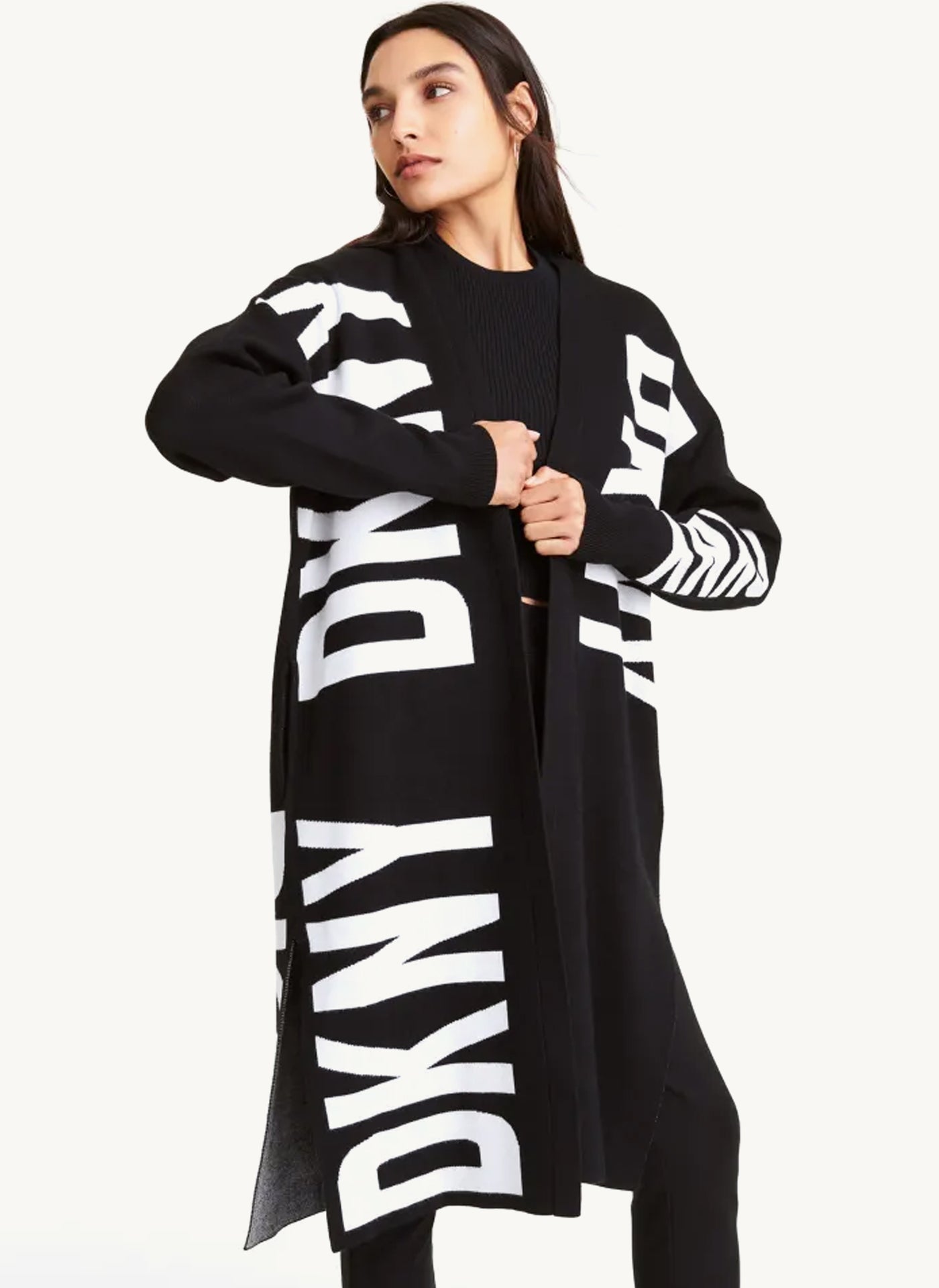 Long Cardigan With Oversized Logo