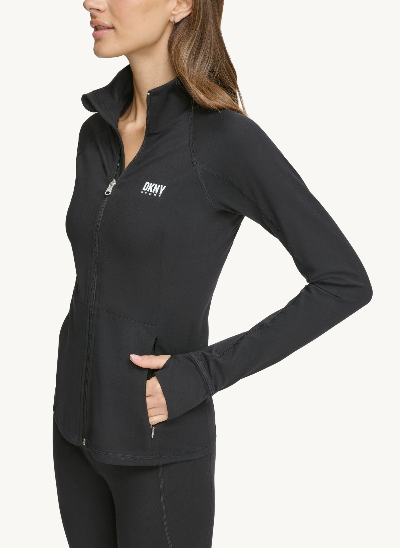 Long Sleeve Full Zip Jacket With Thumb Holes