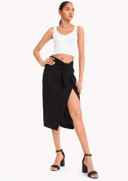 Tie Front Midi Skirt