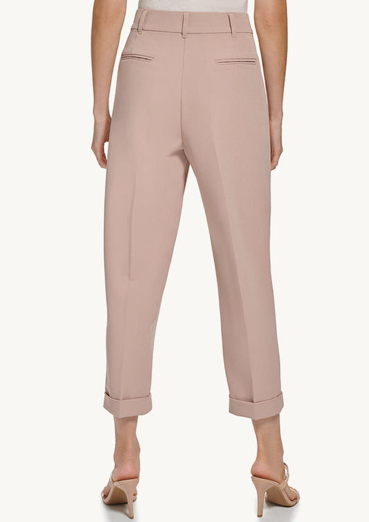 High Rise Pleat Rolled Cuff Pant