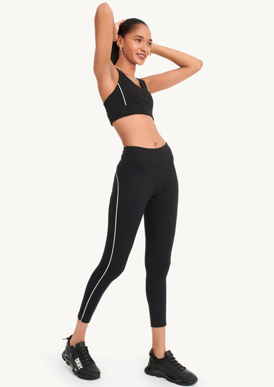 High Waisted Leggings with Logo Piping